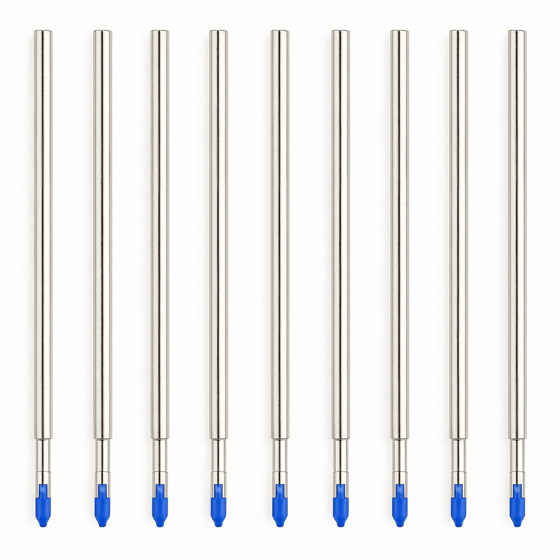 SyncPen 3 blue ink refill pack with multiple metal pen refills on white background
