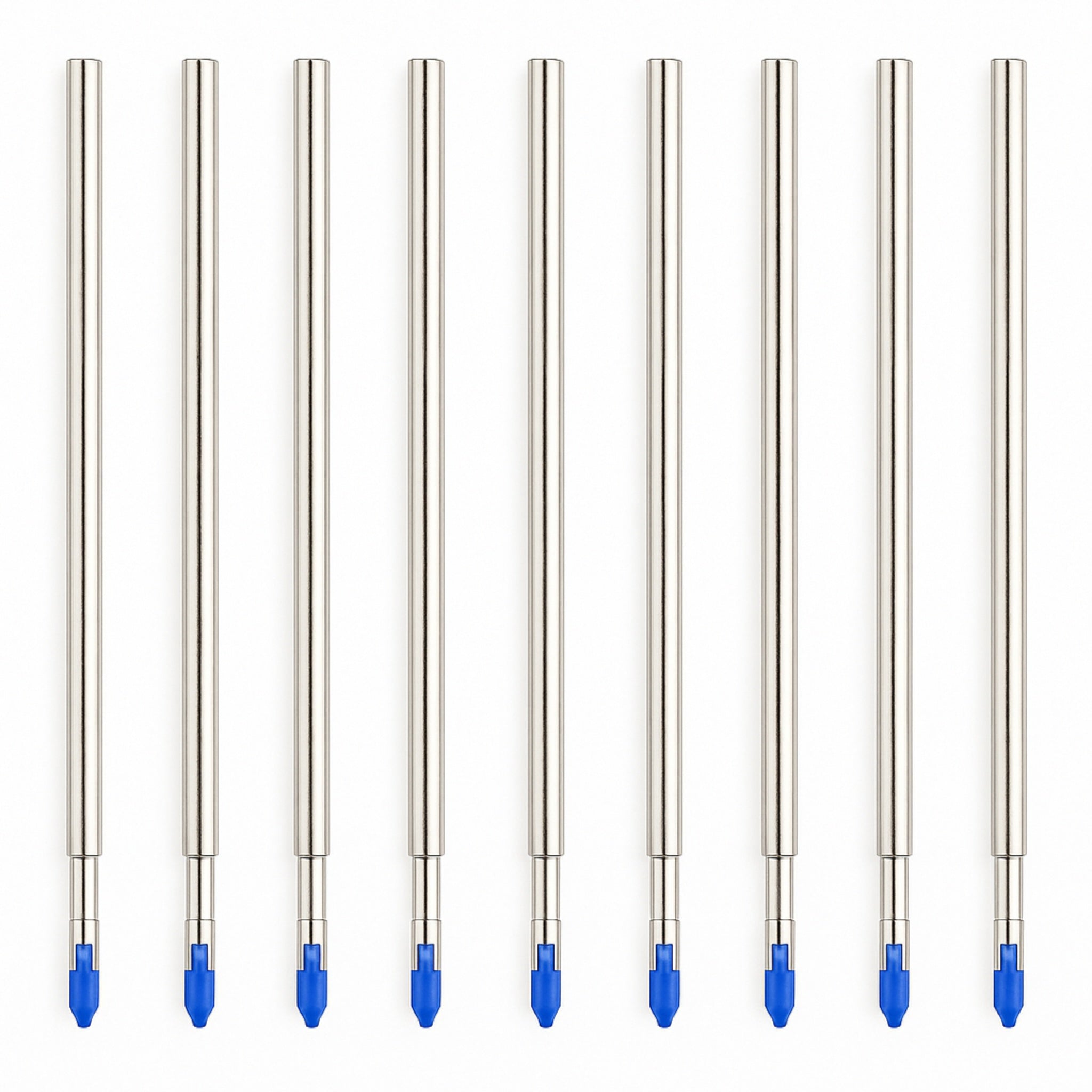 SyncPen 3 blue ink refill pack with multiple metal pen refills on white background