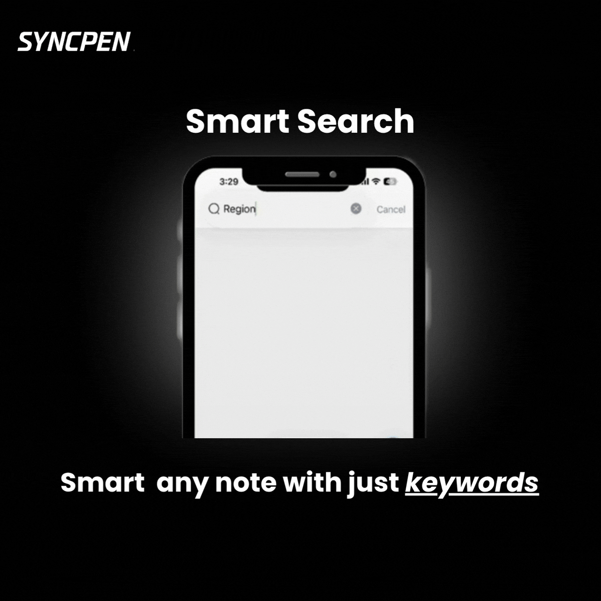 SyncPen smart search finding notes instantly using keywords in the app